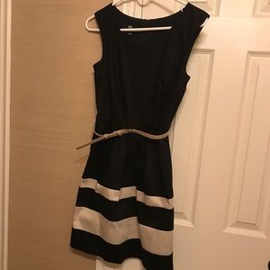 Black and Beige Striped Dress